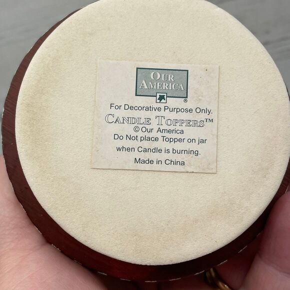 Our America Decorative Candle Jar Topper Country Cat & Tea Party by Fence - Picture 5 of 7